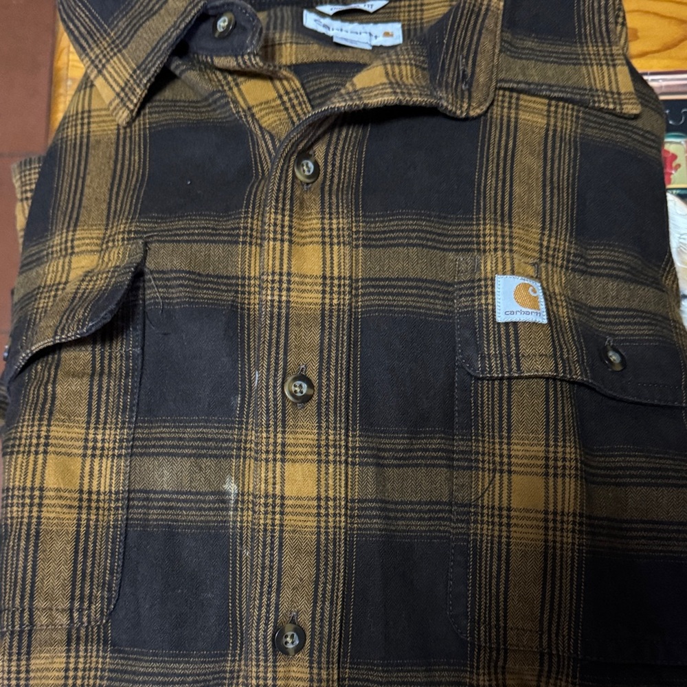 Carhartt Black and Tan Plaid Shirt